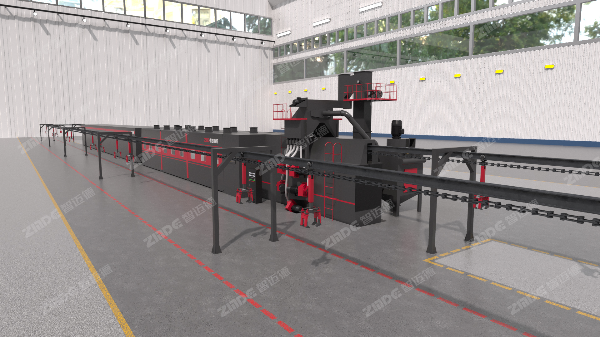 智涂懸鏈式拋噴一體生產(chǎn)線